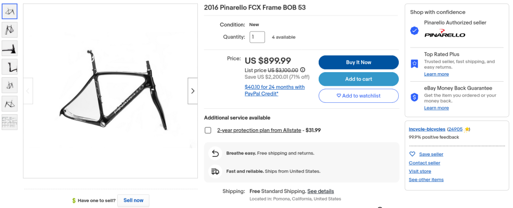 Ebay - Pinarello FCX frameset