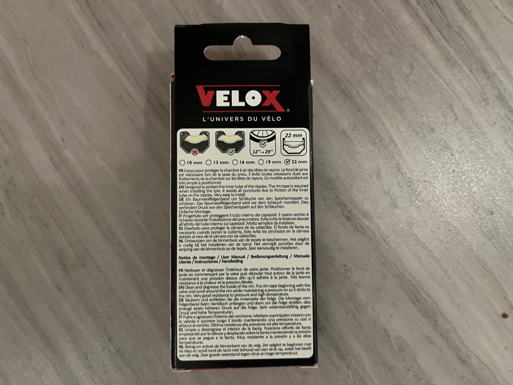 Velox rim tape 22mm box back