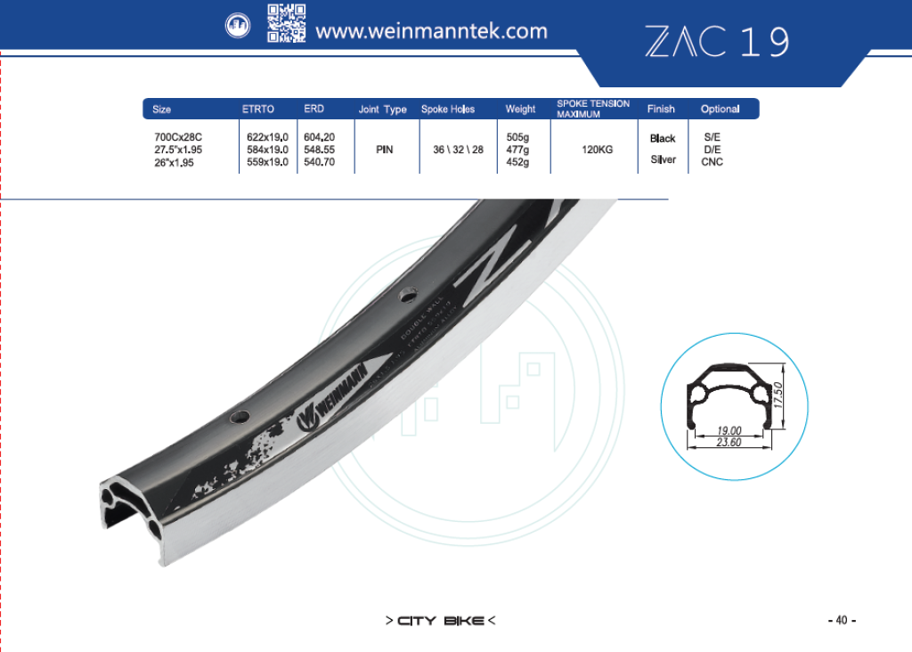 Weinmann ZAC 19 rim documentation