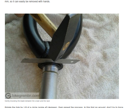BikeGremlin - Fork crown removal with razor blade