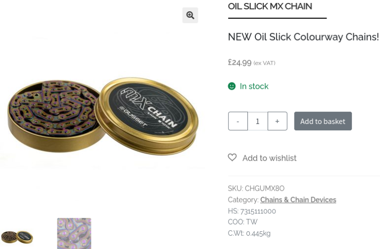 gussetcomponents.com MX oil slick chain