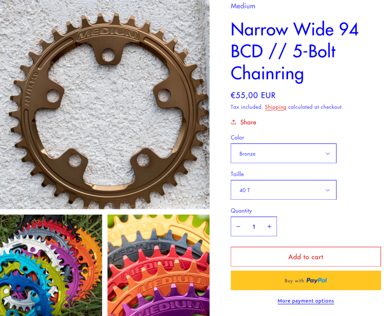 Medium Chainring 94BCD Narrow Wide