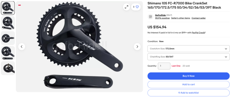 Shimano FC-R7000 crankset listing