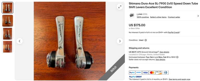 Shimano Dura-Ace SL-7900 2x10 Speed Down Tube Shift Levers Excellent Condition